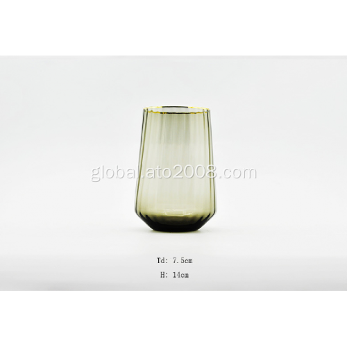 Hand Made Glasses With Gold Rim Smoky Gray Glass Tumblers Manufactory